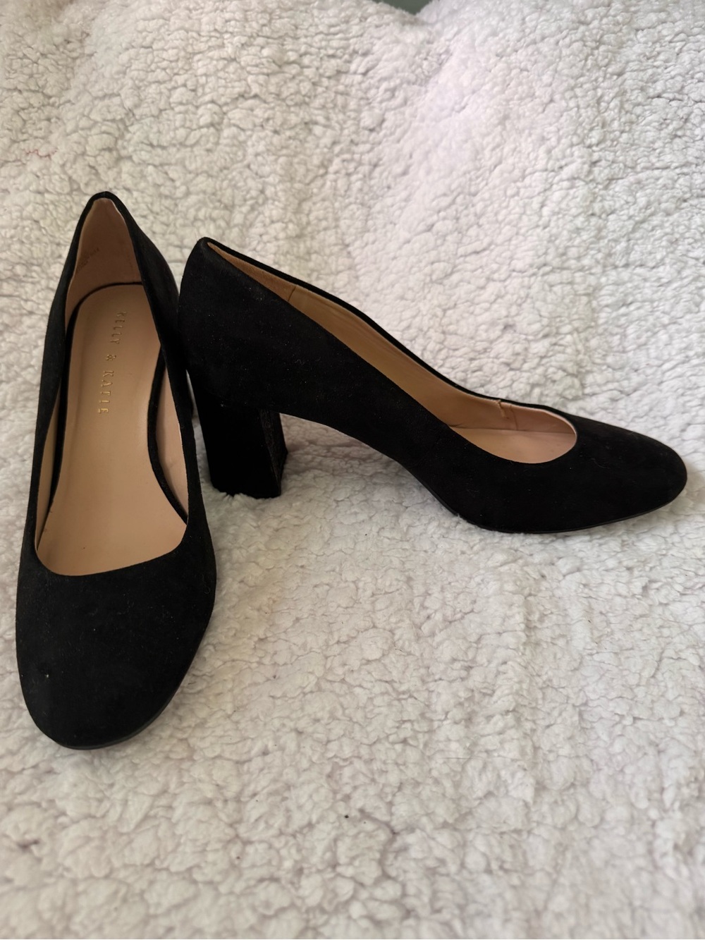 Classic Black Suede Block Heel Pumps - Women